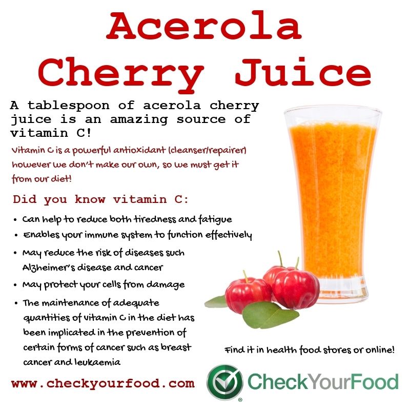 The health benefits of acerola cherry juice