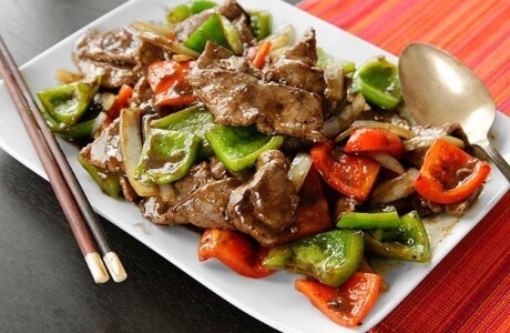 Beef and peppers in blackbean sauce - takeaway nutritional information