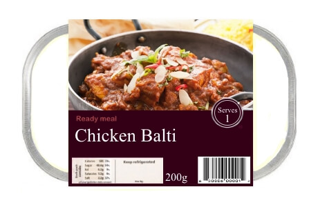 Chicken balti - ready meal nutritional information