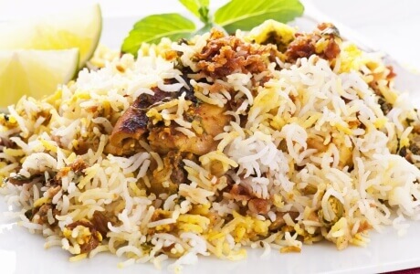 Chicken biryani with curry sauce - takeaway nutritional information