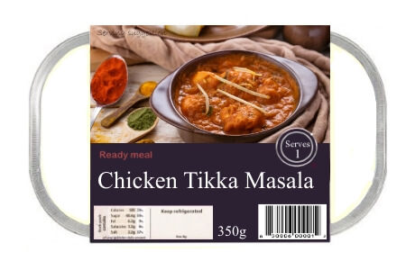 Chicken tikka masala - ready meal - 350g nutritional information