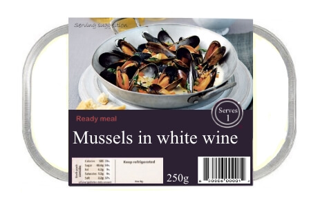 Mussels in white wine - ready meal nutritional information