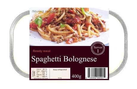 Spaghetti Bolognese - ready meal - 400g nutritional information