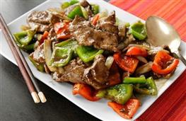 Beef and peppers in blackbean sauce - takeaway nutritional information