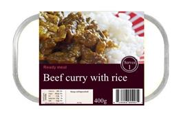 Beef curry with rice - ready meal - 400g nutritional information