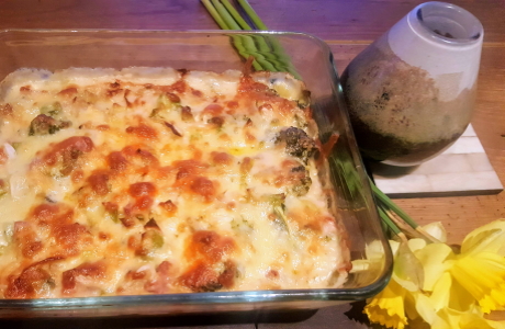 Bacon leek and broccoli gratin recipe