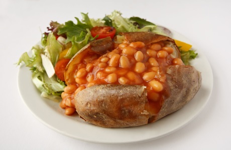 Baked potato, beans and salad recipe