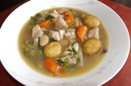 Chicken and butter bean stew with greens recipe