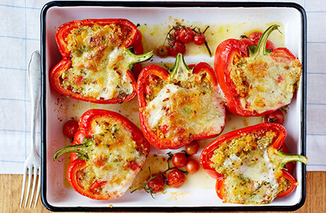 Chicken stuffed roasted red peppers recipe