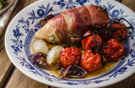 Chicken stuffed with goats cheese & cherry tomatoes recipe