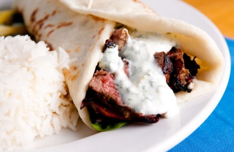 Greek lamb wraps with tzatziki recipe