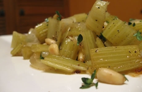 Honeyed cardoons with pine nuts and thyme recipe