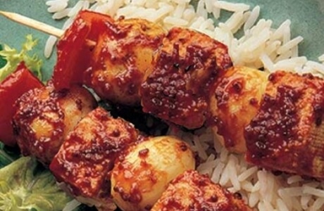 Maple syrup and mustard tofu kebabs recipe