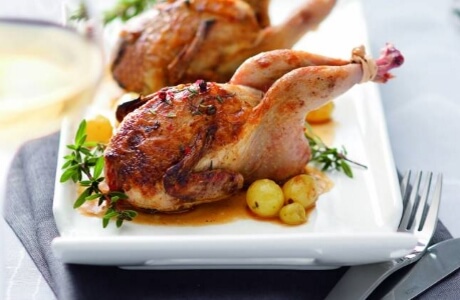 Quail stuffed w/ duck liver pate recipe