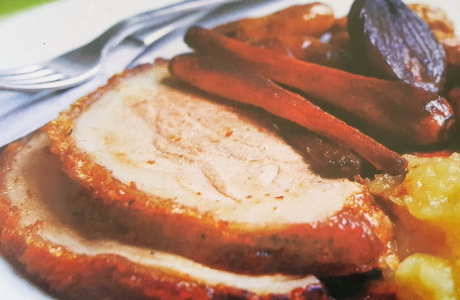 Roast pork and root vegetables recipe