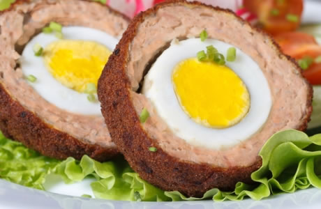 Salmon Scotch eggs with caper mayo and slaw recipe