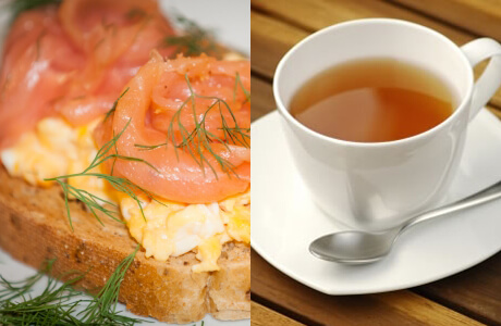Smoked salmon, scrambled eggs & tea recipe