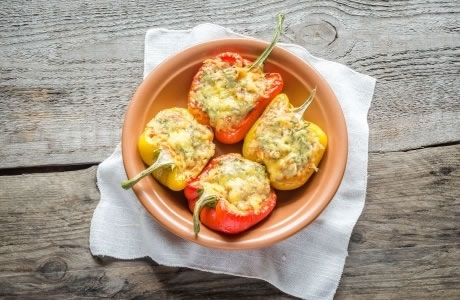 Spicy paneer-stuffed peppers recipe