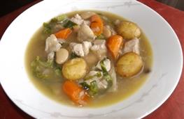 Chicken and butter bean stew with greens recipe