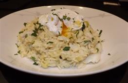Smoked haddock and poached egg risotto recipe