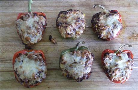 Veggie chilli stuffed peppers recipe