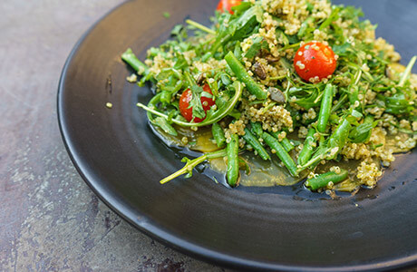 Warm beetroot, green bean and quinoa salad recipe